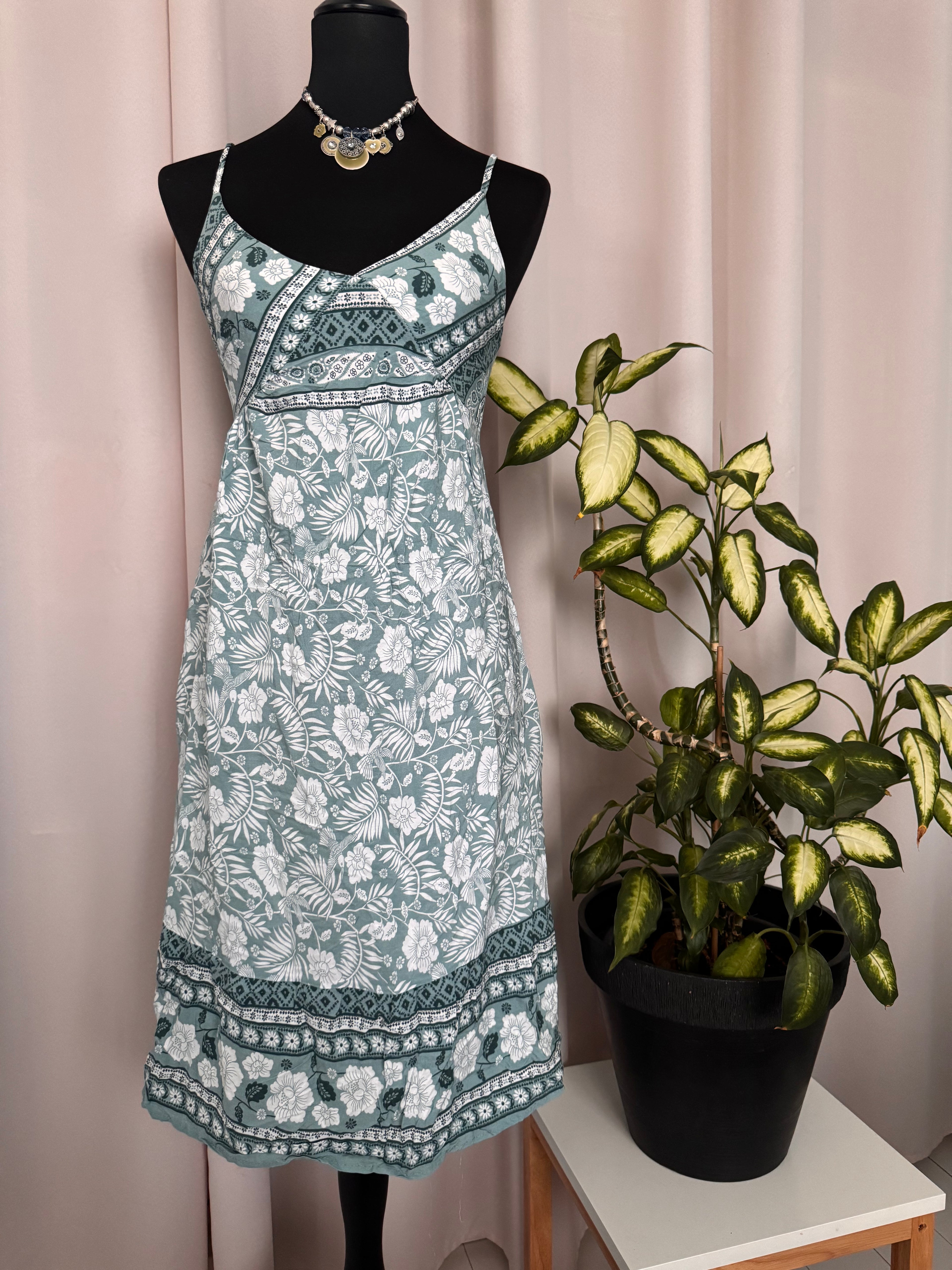 🌿 Robe fluide imprimé floral vert d’eau C’FLO – Taille L/XL 🌿