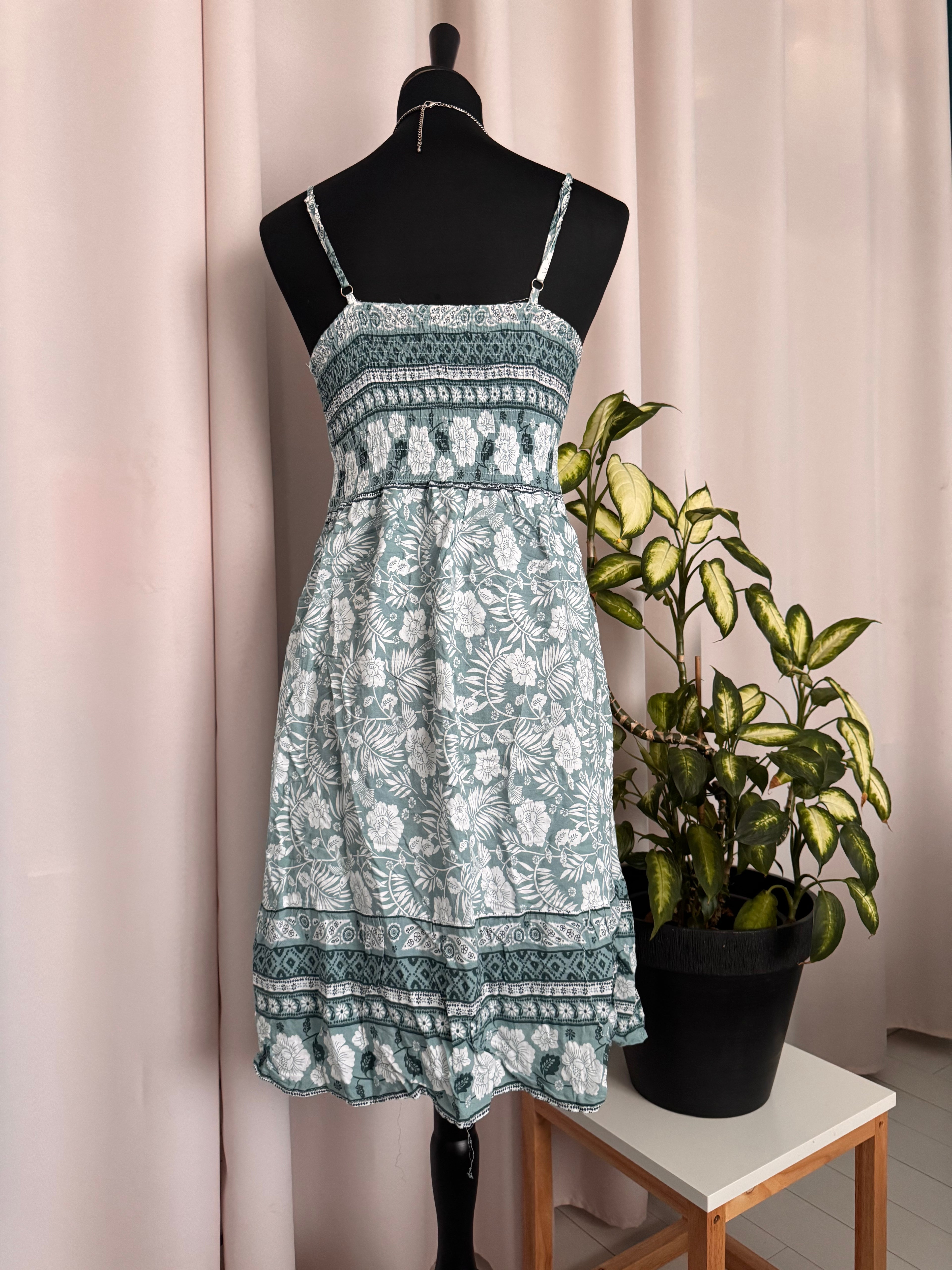 🌿 Robe fluide imprimé floral vert d’eau C’FLO – Taille L/XL 🌿