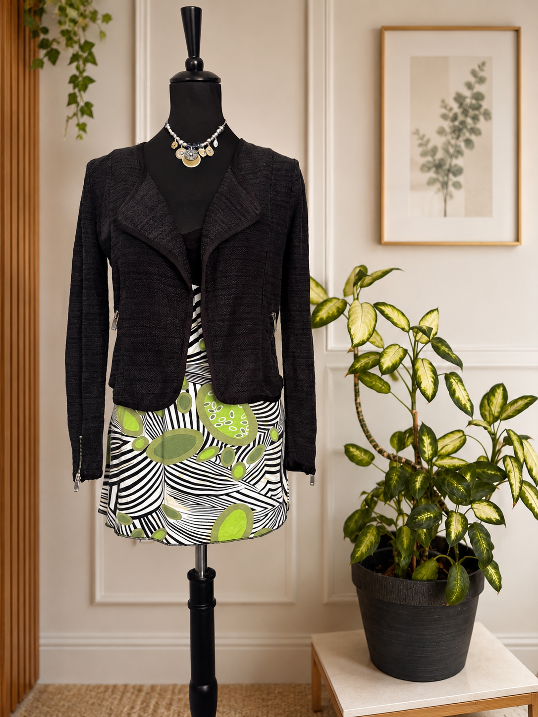 ✨🌿 Veste courte style perfecto - Noir chiné✨🌿