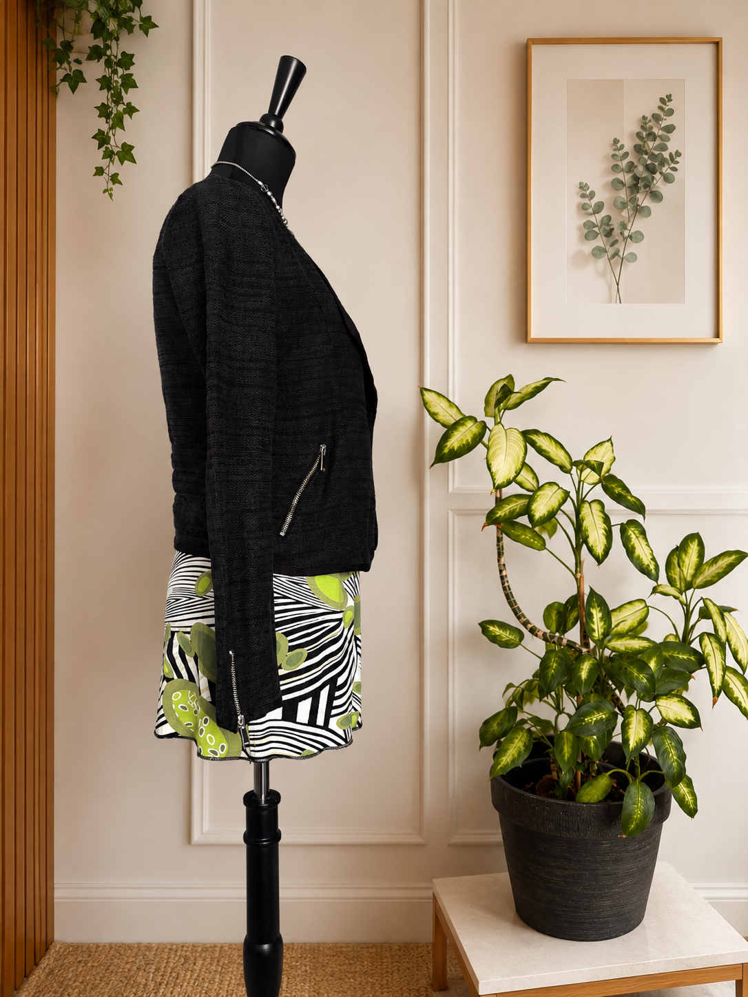 ✨🌿 Veste courte style perfecto - Noir chiné✨🌿