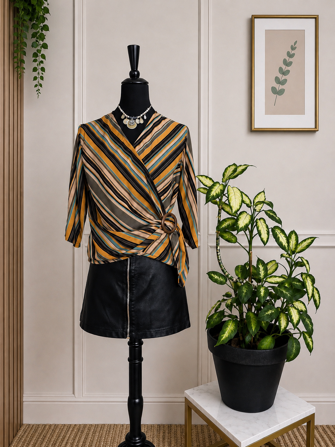 🌿 Blouse cache-cœur rayée Blancheporte – Taille 36 🌿