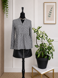 💛🌿 Blouse à carreaux vichy noir et blanc – Taille S – 100 % viscose 💛🌿