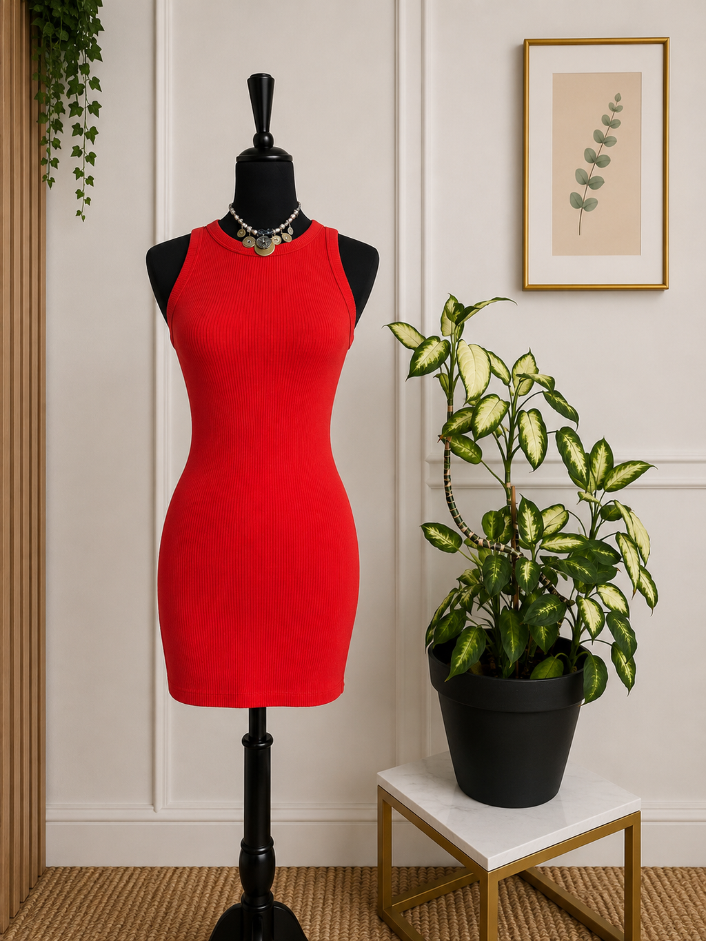❤️✨ Robe moulante côtelée rouge corail BERSHKA – Taille S ❤️✨