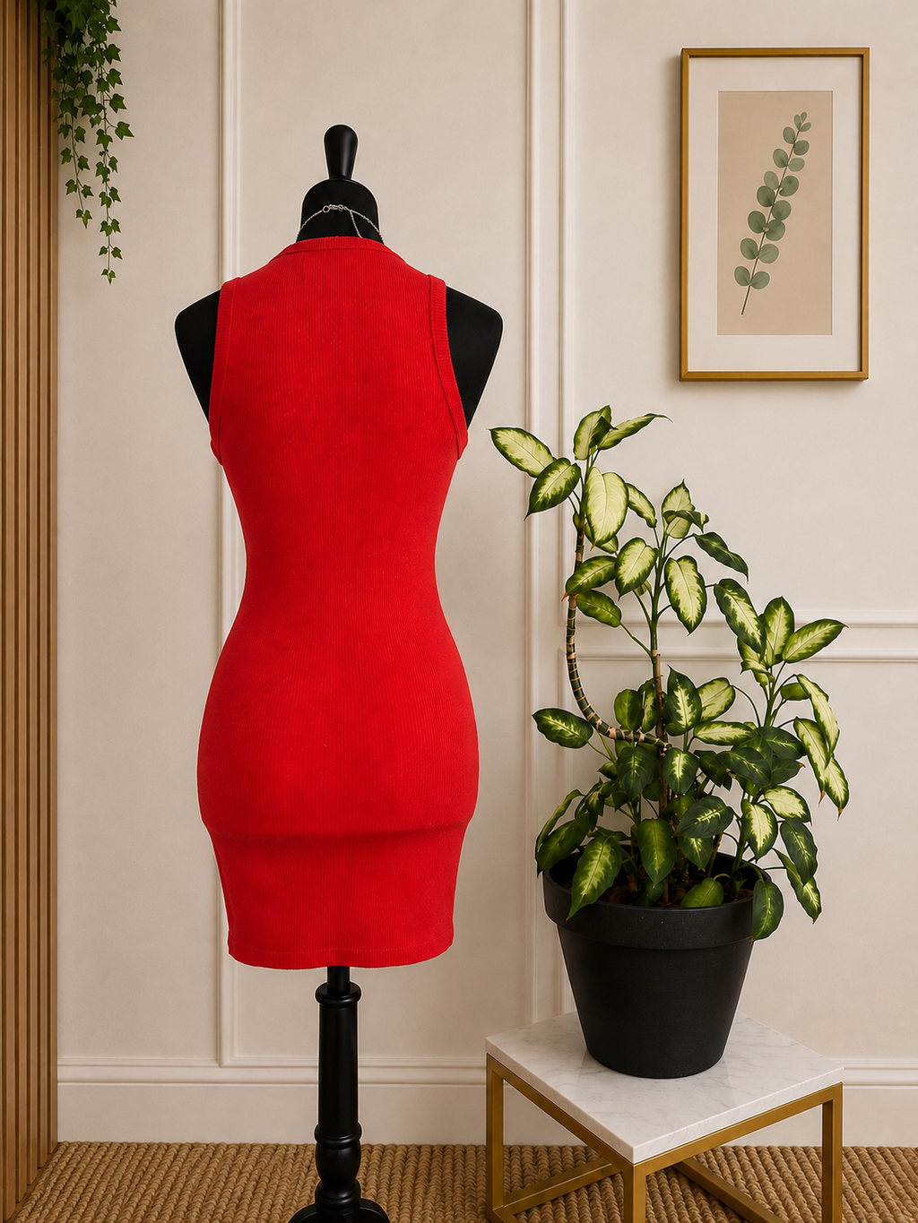 ❤️✨ Robe moulante côtelée rouge corail BERSHKA – Taille S ❤️✨