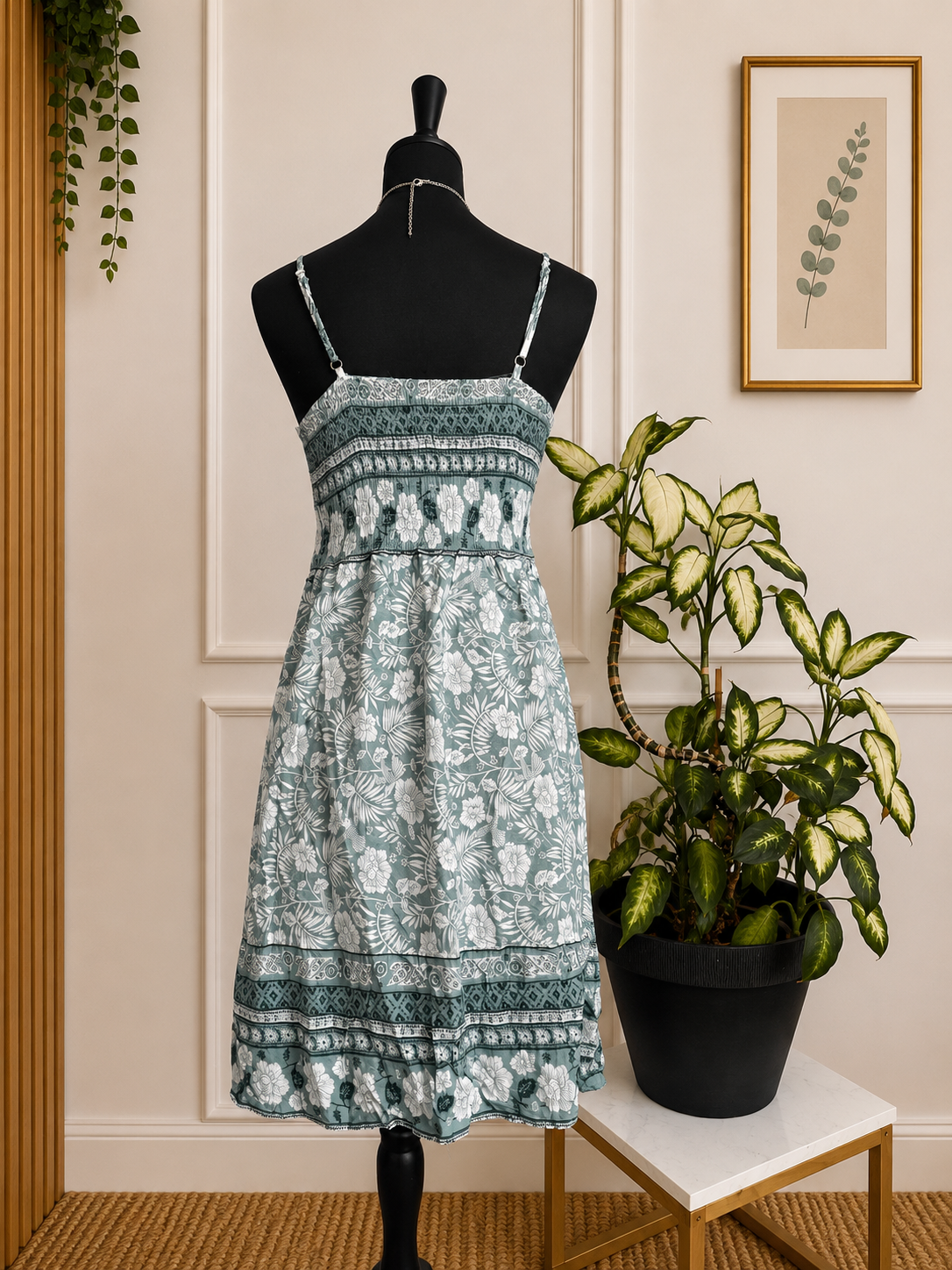 🌿 Robe fluide imprimé floral vert d’eau C’FLO – Taille L/XL 🌿